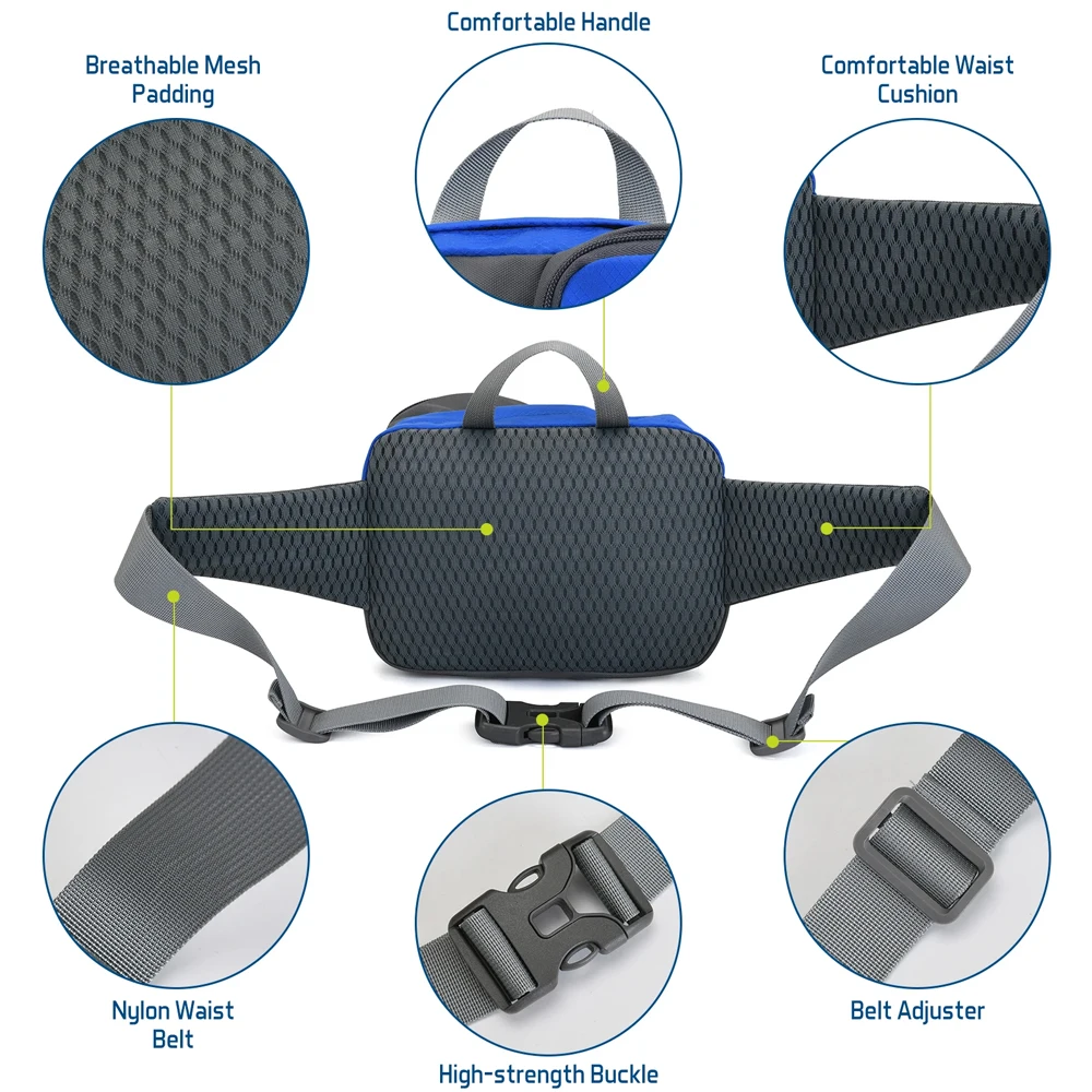 1PCSFanny Pack Waist Bag - Unisex Running Gear with Phone & Water Bottle Holder, Adjustable Belt for Travel, Workout & Hiking