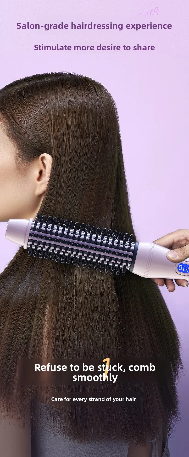 1.5 Inch 2-in-1 Thermal Brush Professional Negative Ion Curling Iron Brush Heated Round Brush for Blowout Volumizing, Portabl