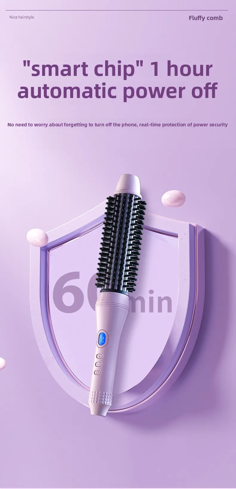 1.5 Inch 2-in-1 Thermal Brush Professional Negative Ion Curling Iron Brush Heated Round Brush for Blowout Volumizing, Portabl