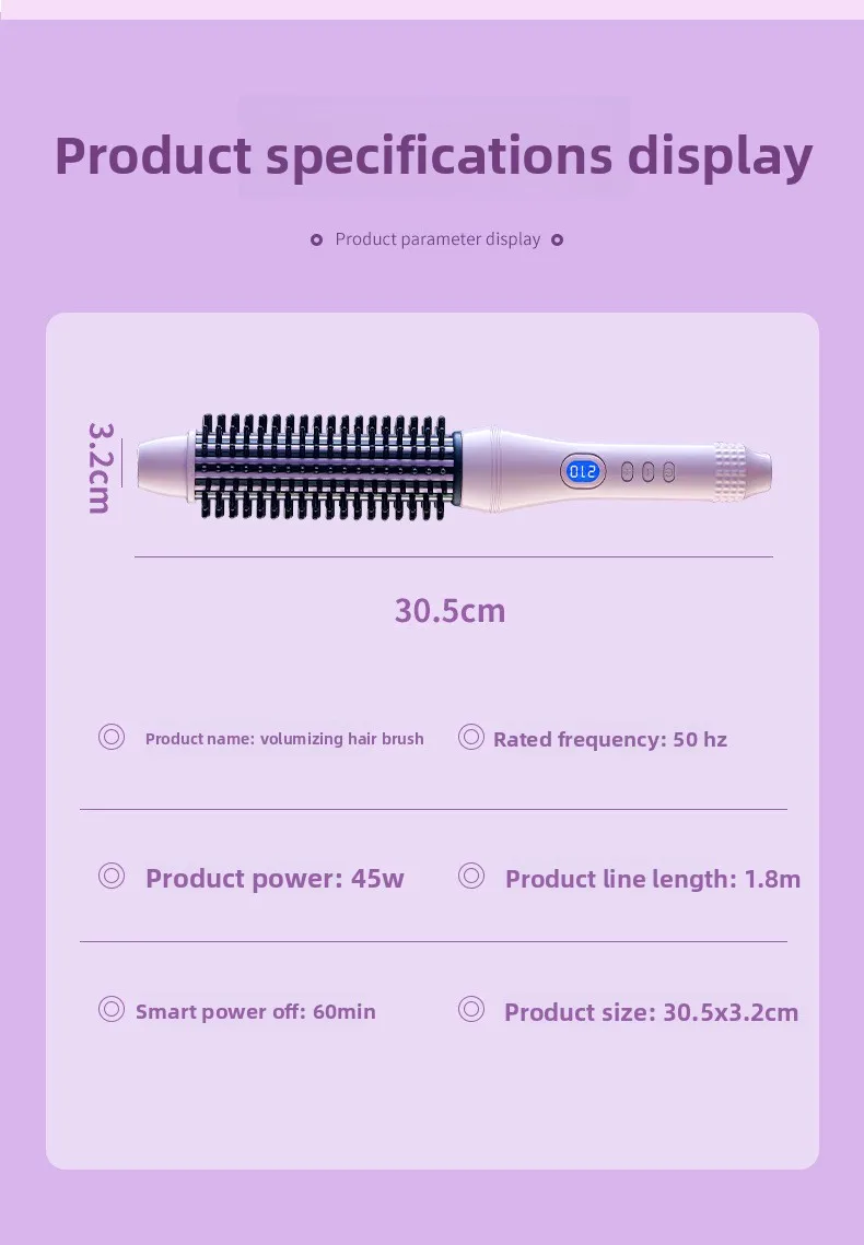 1.5 Inch 2-in-1 Thermal Brush Professional Negative Ion Curling Iron Brush Heated Round Brush for Blowout Volumizing, Portabl