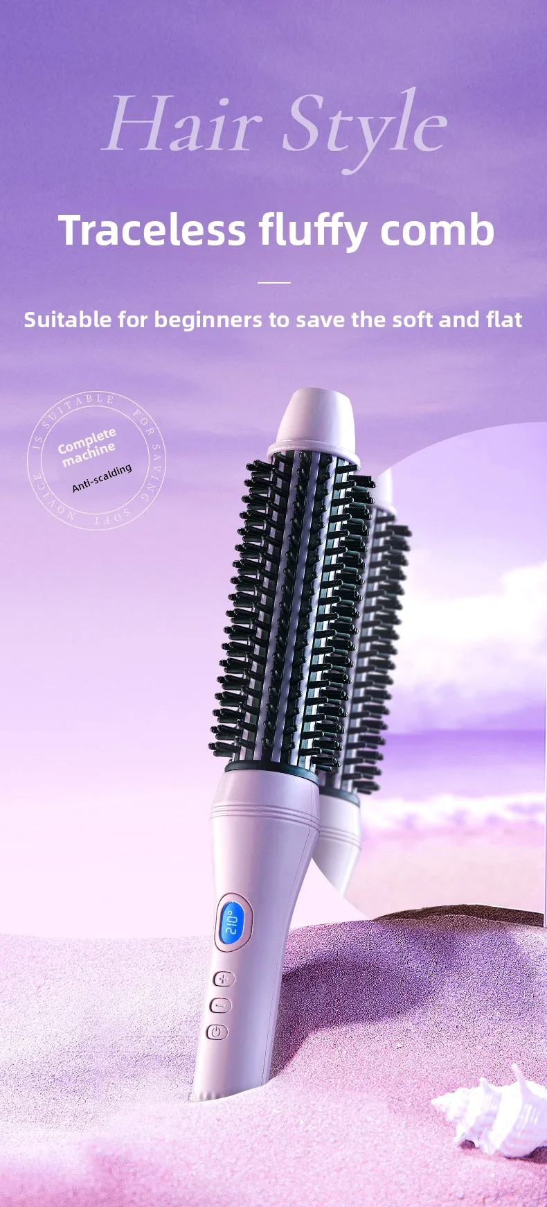 1.5 Inch 2-in-1 Thermal Brush Professional Negative Ion Curling Iron Brush Heated Round Brush for Blowout Volumizing, Portabl