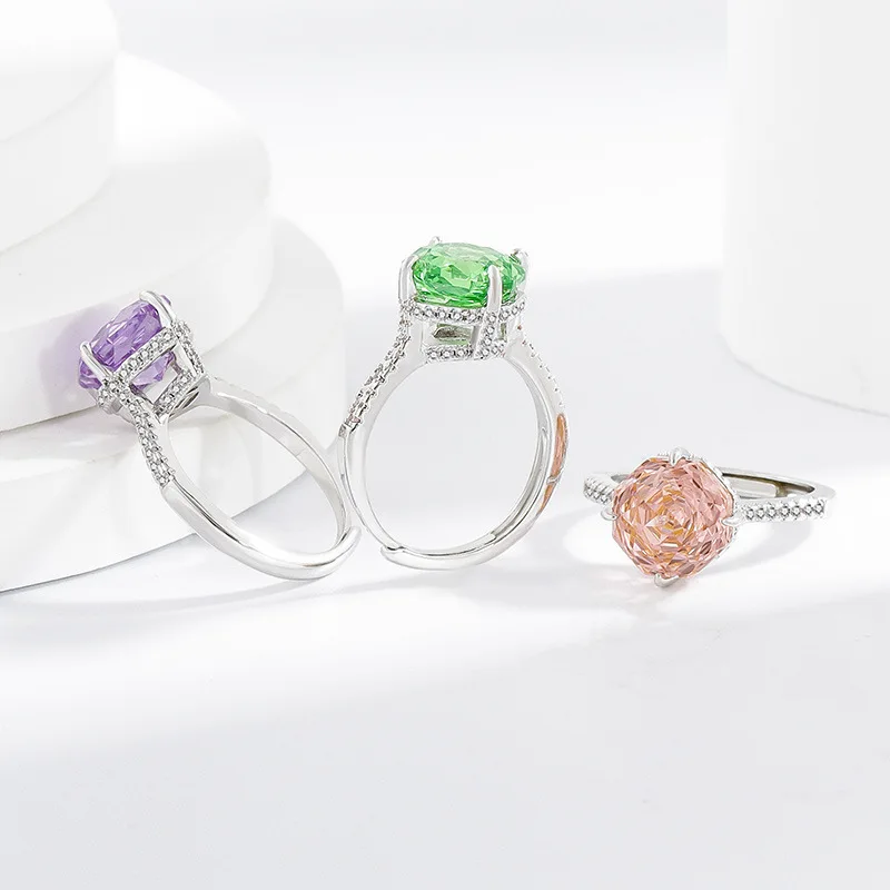 925 Sterling Silver Stylish Fine Octagon Millennium Rose Cut Zircon Ring Birthday Party Anniversary Gift