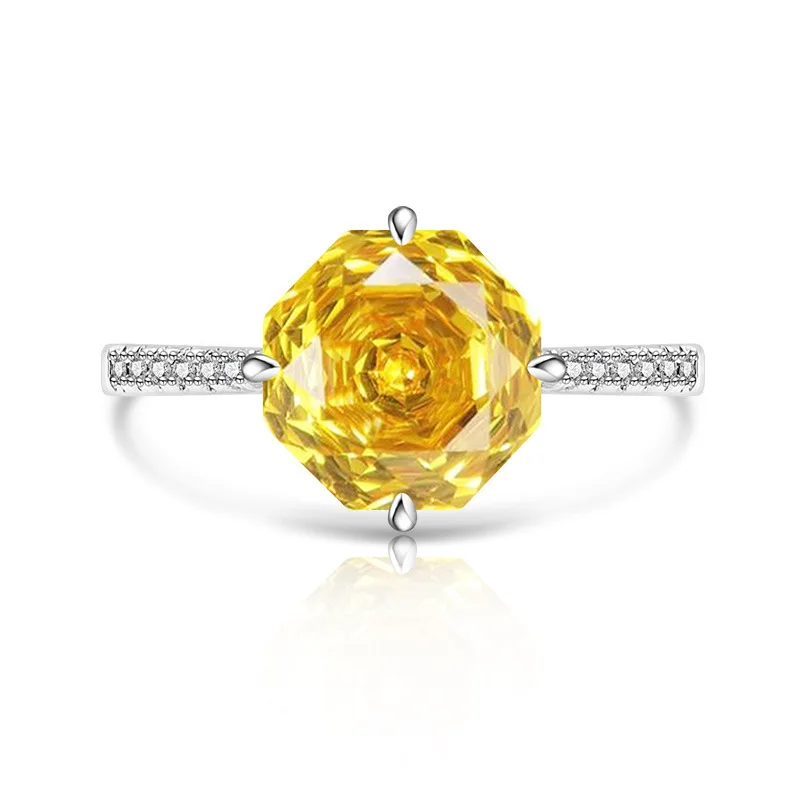 925 Sterling Silver Stylish Fine Octagon Millennium Rose Cut Zircon Ring Birthday Party Anniversary Gift