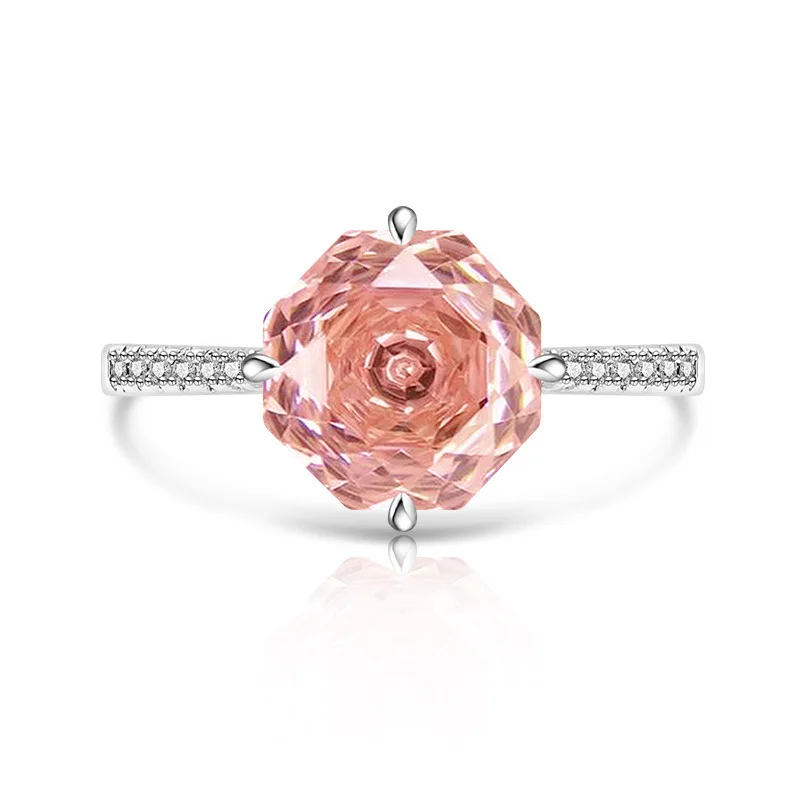925 Sterling Silver Stylish Fine Octagon Millennium Rose Cut Zircon Ring Birthday Party Anniversary Gift