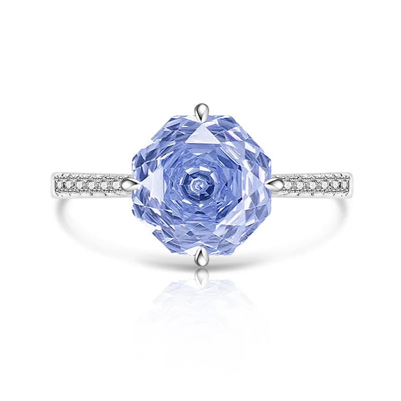925 Sterling Silver Stylish Fine Octagon Millennium Rose Cut Zircon Ring Birthday Party Anniversary Gift