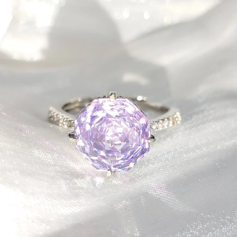 925 Sterling Silver Stylish Fine Octagon Millennium Rose Cut Zircon Ring Birthday Party Anniversary Gift