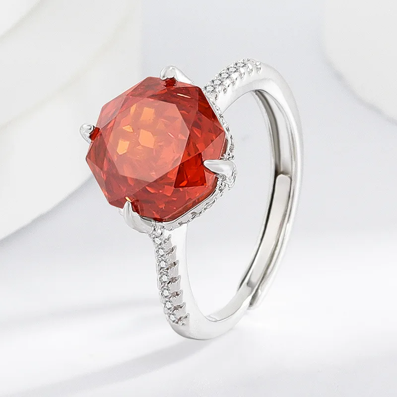 925 Sterling Silver Stylish Fine Octagon Millennium Rose Cut Zircon Ring Birthday Party Anniversary Gift