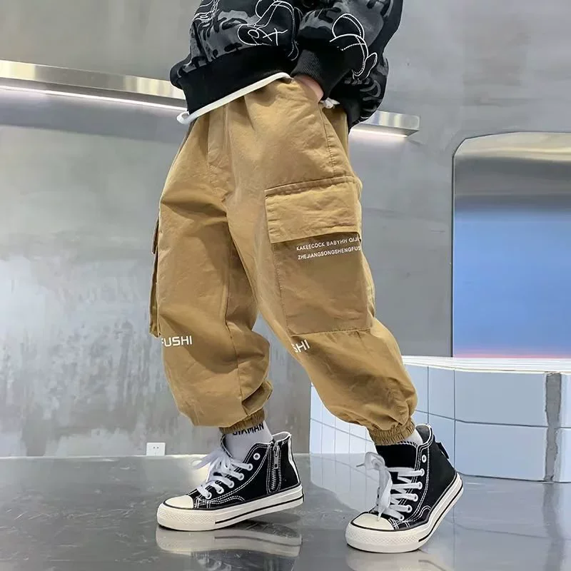 New Boys Cargo Pants Summer Autumn Casual Long Style Trousers Kids Joggers Spring Children Sport Pants 4-14 Years