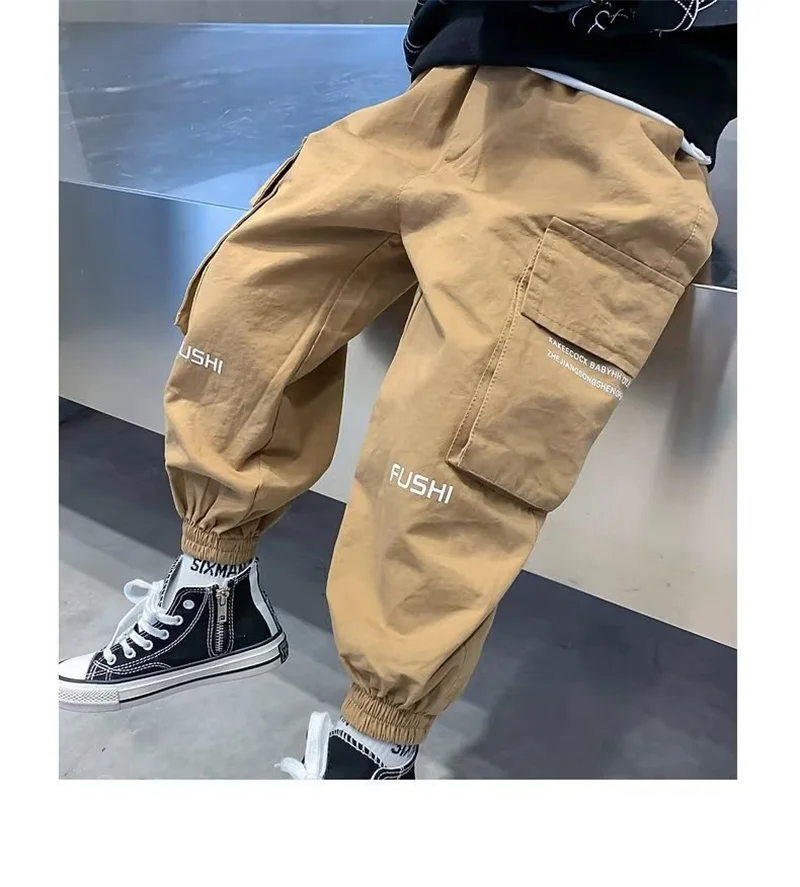 New Boys Cargo Pants Summer Autumn Casual Long Style Trousers Kids Joggers Spring Children Sport Pants 4-14 Years
