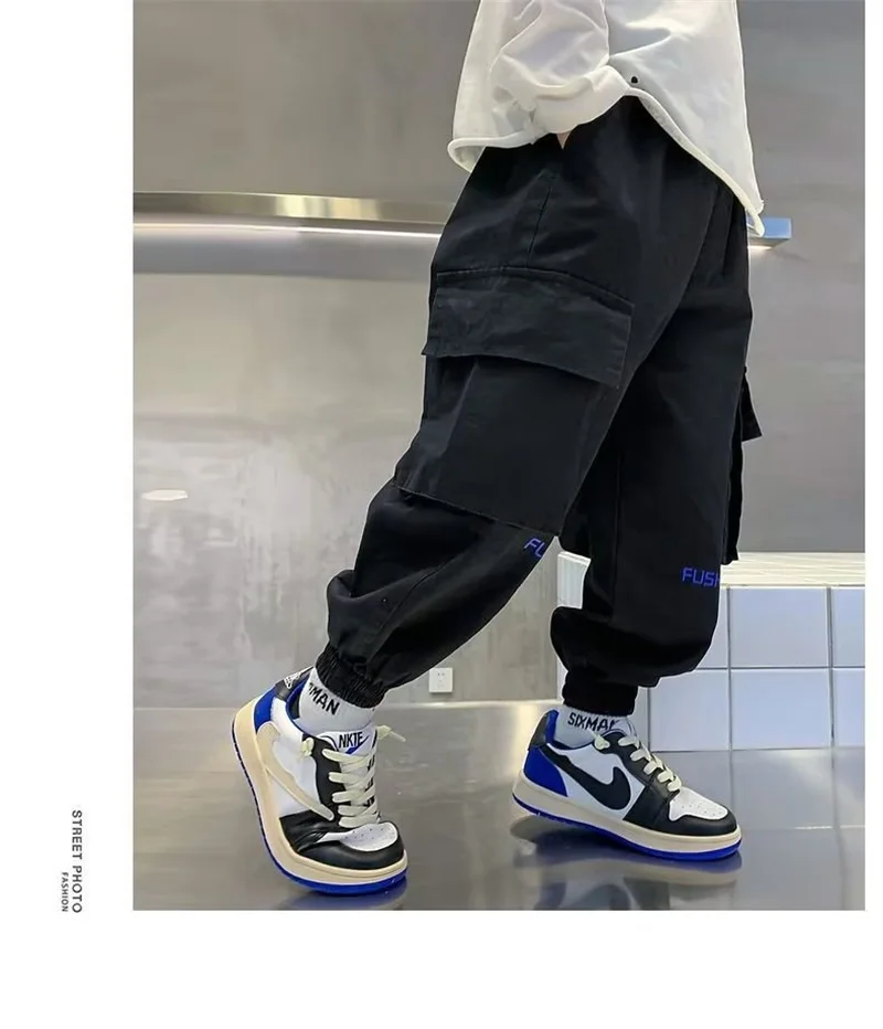 New Boys Cargo Pants Summer Autumn Casual Long Style Trousers Kids Joggers Spring Children Sport Pants 4-14 Years