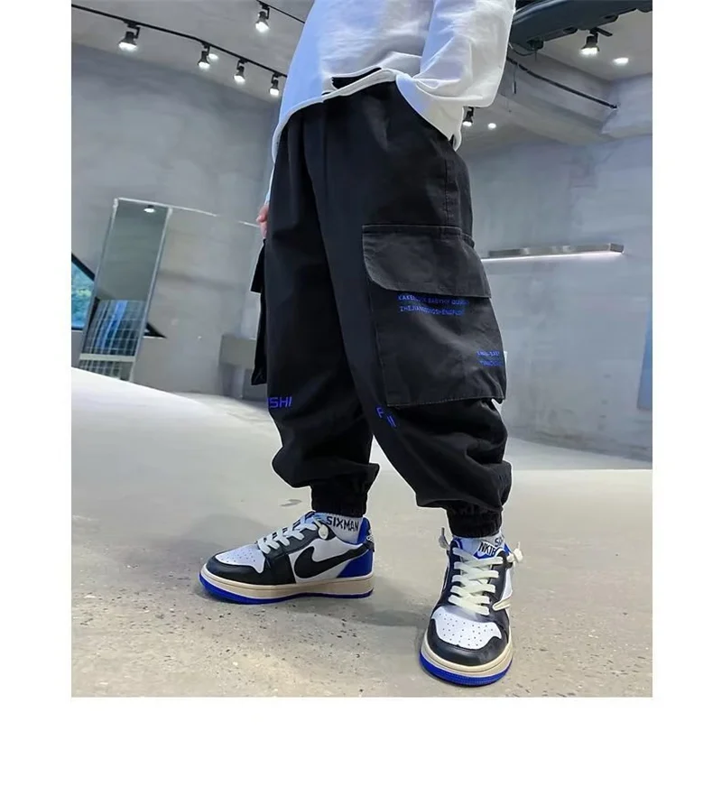 New Boys Cargo Pants Summer Autumn Casual Long Style Trousers Kids Joggers Spring Children Sport Pants 4-14 Years