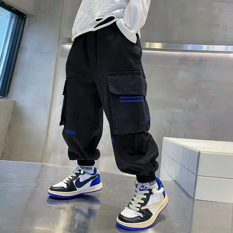 New Boys Cargo Pants Summer Autumn Casual Long Style Trousers Kids Joggers Spring Children Sport Pants 4-14 Years