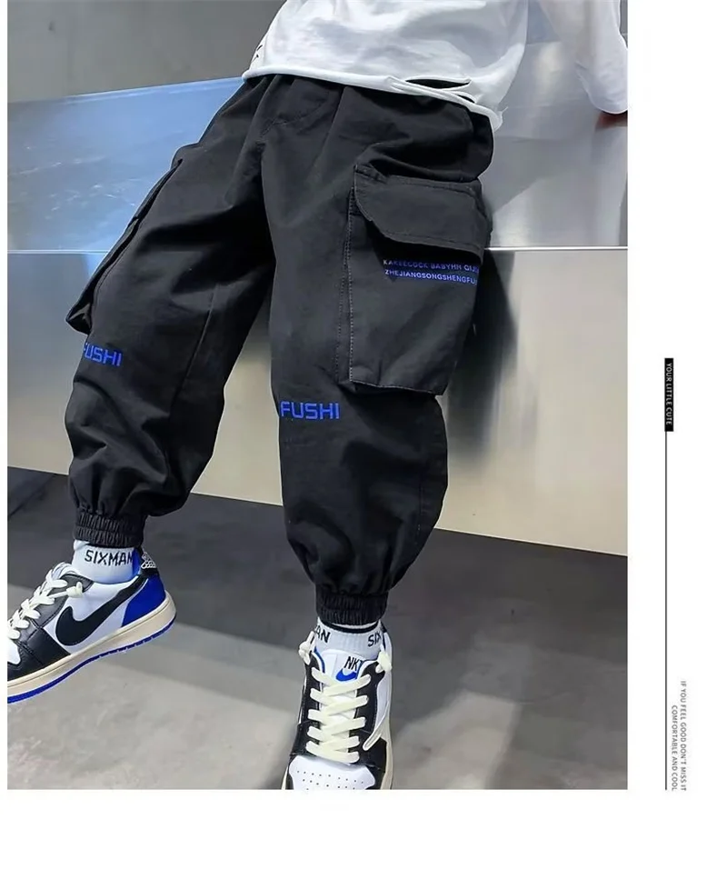 New Boys Cargo Pants Summer Autumn Casual Long Style Trousers Kids Joggers Spring Children Sport Pants 4-14 Years