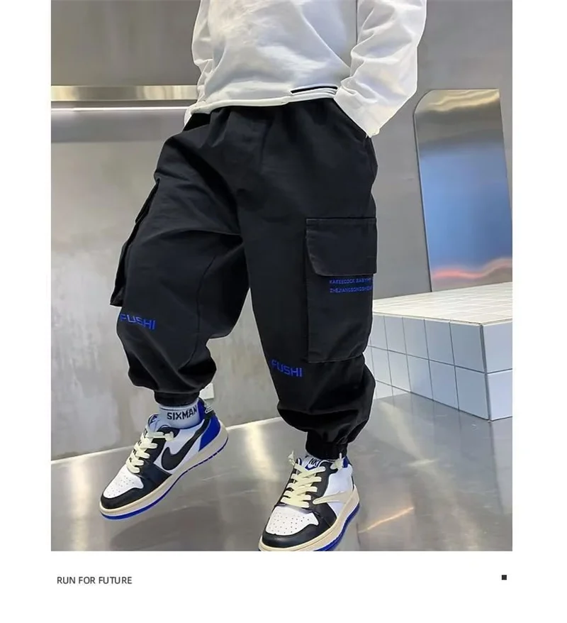 New Boys Cargo Pants Summer Autumn Casual Long Style Trousers Kids Joggers Spring Children Sport Pants 4-14 Years