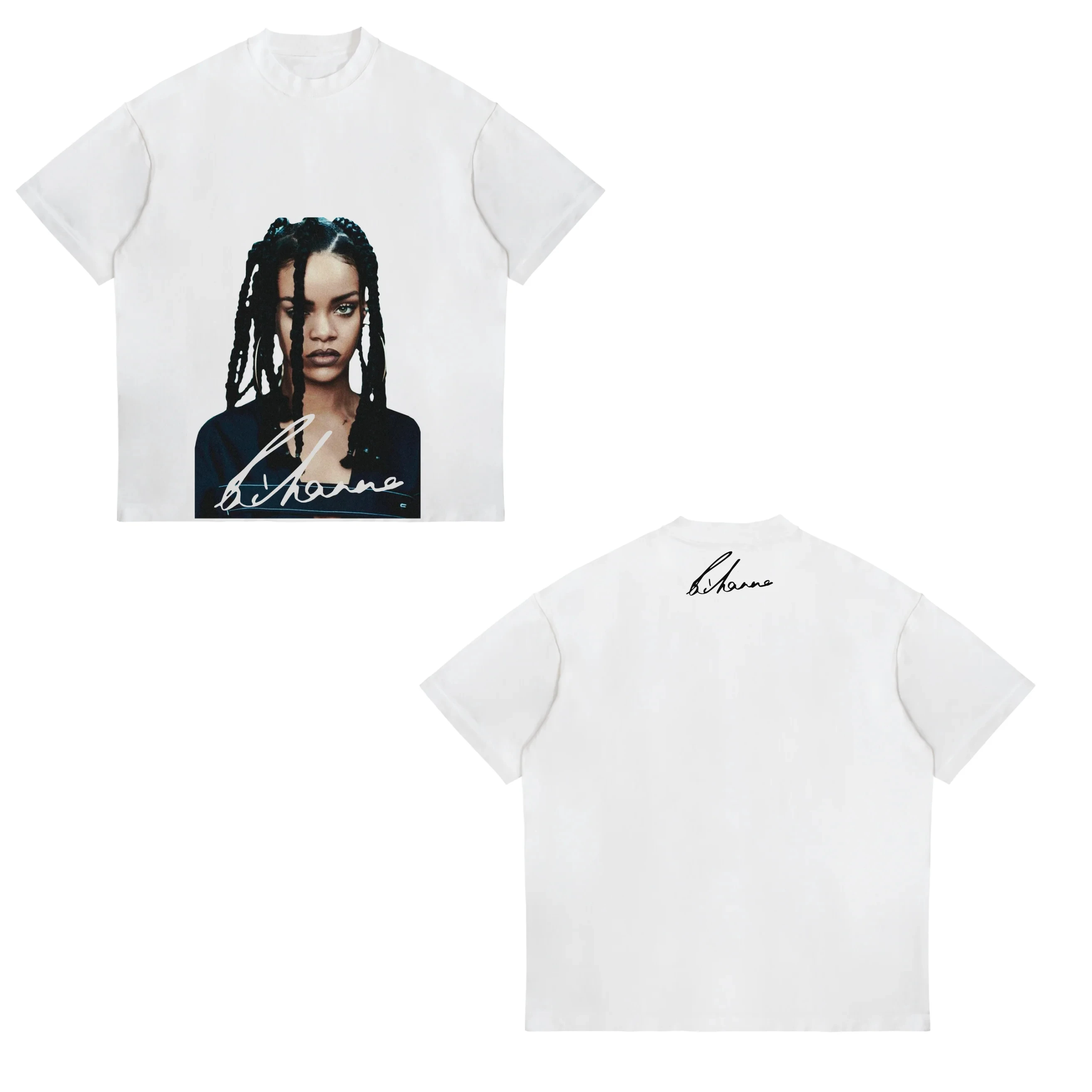 Rihanna Flipping It Graphic Patterned Print T-shirt Summer Luxury Brand Pure Cotton T-shirts for Men and Women Short Sleeves