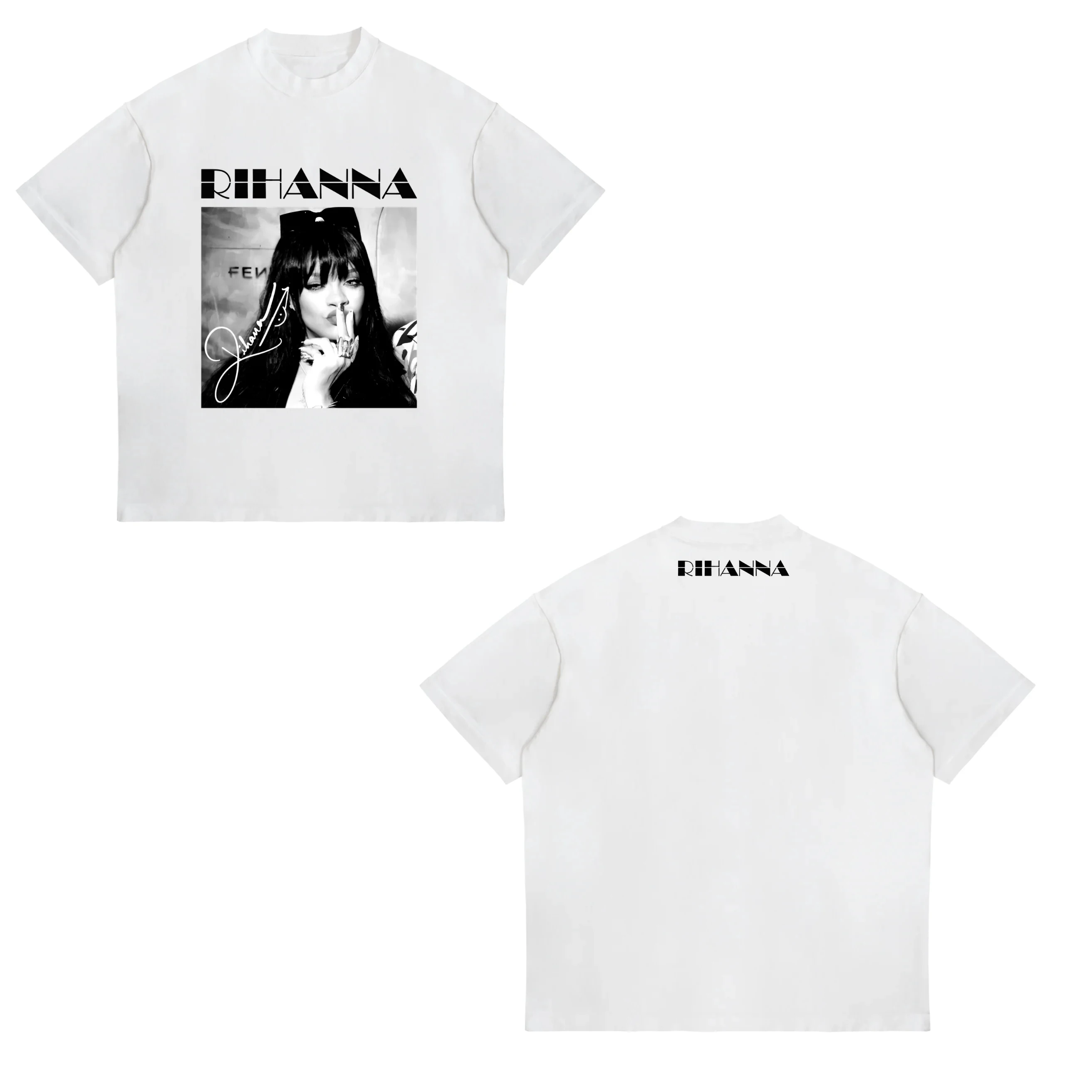 Rihanna Flipping It Graphic Patterned Print T-shirt Summer Luxury Brand Pure Cotton T-shirts for Men and Women Short Sleeves