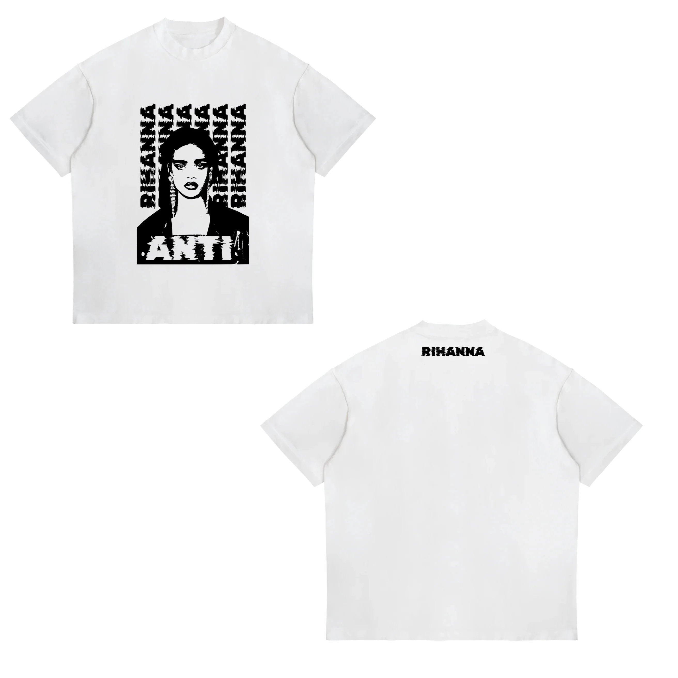 Rihanna Flipping It Graphic Patterned Print T-shirt Summer Luxury Brand Pure Cotton T-shirts for Men and Women Short Sleeves