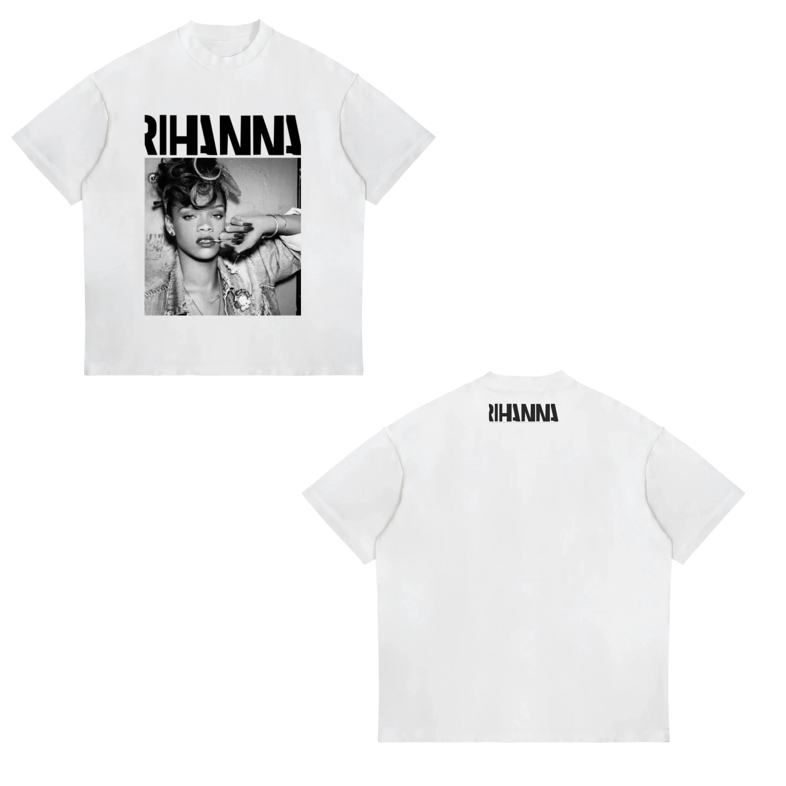 Rihanna Flipping It Graphic Patterned Print T-shirt Summer Luxury Brand Pure Cotton T-shirts for Men and Women Short Sleeves