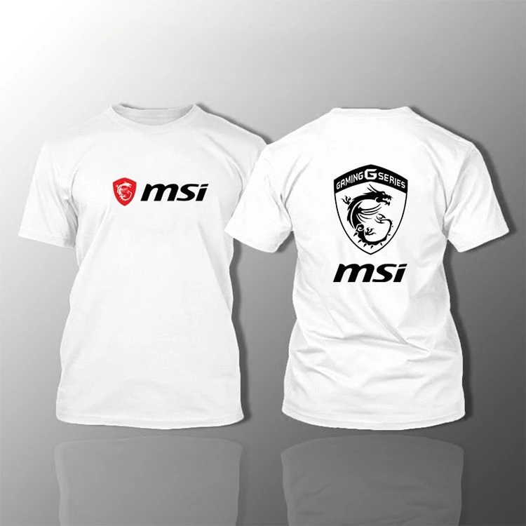 MSI Red Dragon Logo Round-neck Short-sleeved T-shirt Computer City Geek Workwear Faith Clothing Men's Casual Top