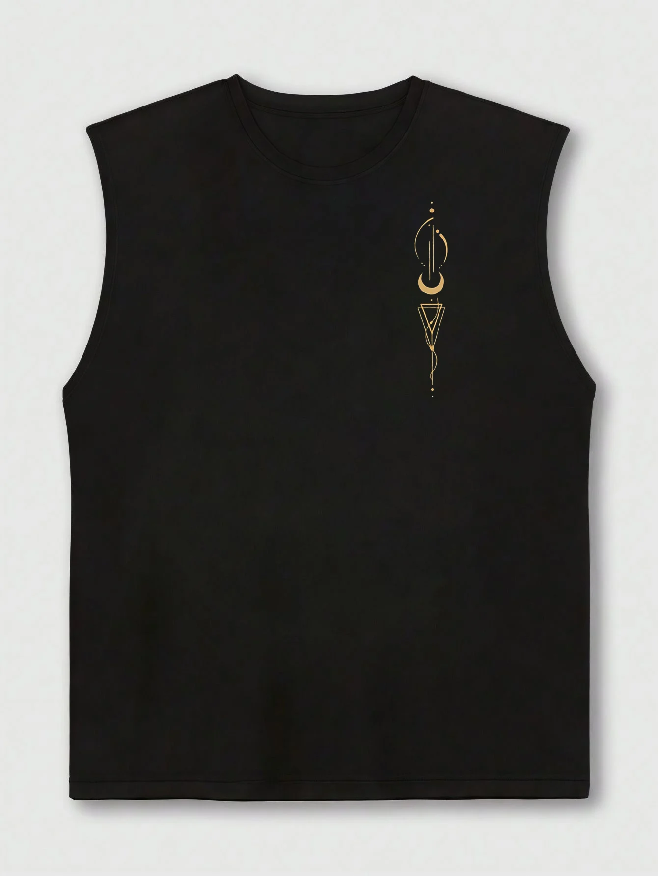 100% Pure Cotton Men's Summer Fashionable Casual Sports Loose Geometric Pattern Printed Breathable Round Neck Sleeveless Vest