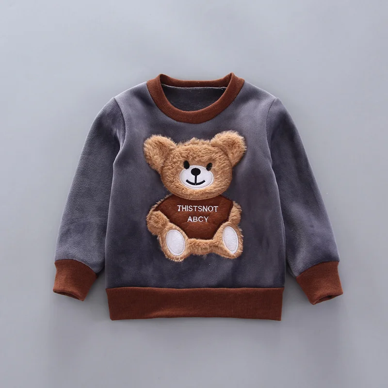 Winter Baby Clothing Sets Autumn Boys Girls Thick Warm Suits Hooded Sweater Cartoon Cute Bear Three-Piece kids Outfits 0-4 Years