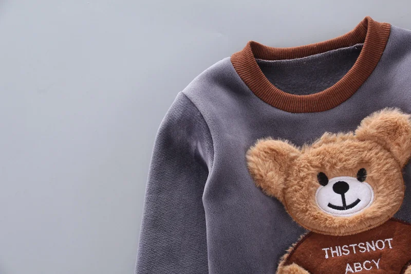 Winter Baby Clothing Sets Autumn Boys Girls Thick Warm Suits Hooded Sweater Cartoon Cute Bear Three-Piece kids Outfits 0-4 Years