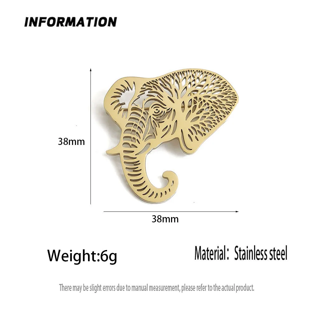 Original design branch elephant gold-plated stainless steel brooch, waterproof and non-fading brooch, suit accessories
