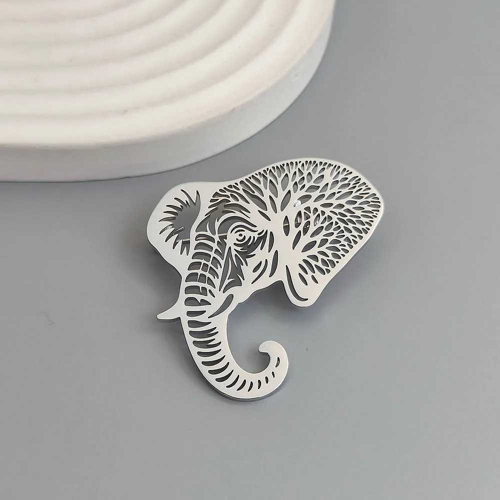 Original design branch elephant gold-plated stainless steel brooch, waterproof and non-fading brooch, suit accessories
