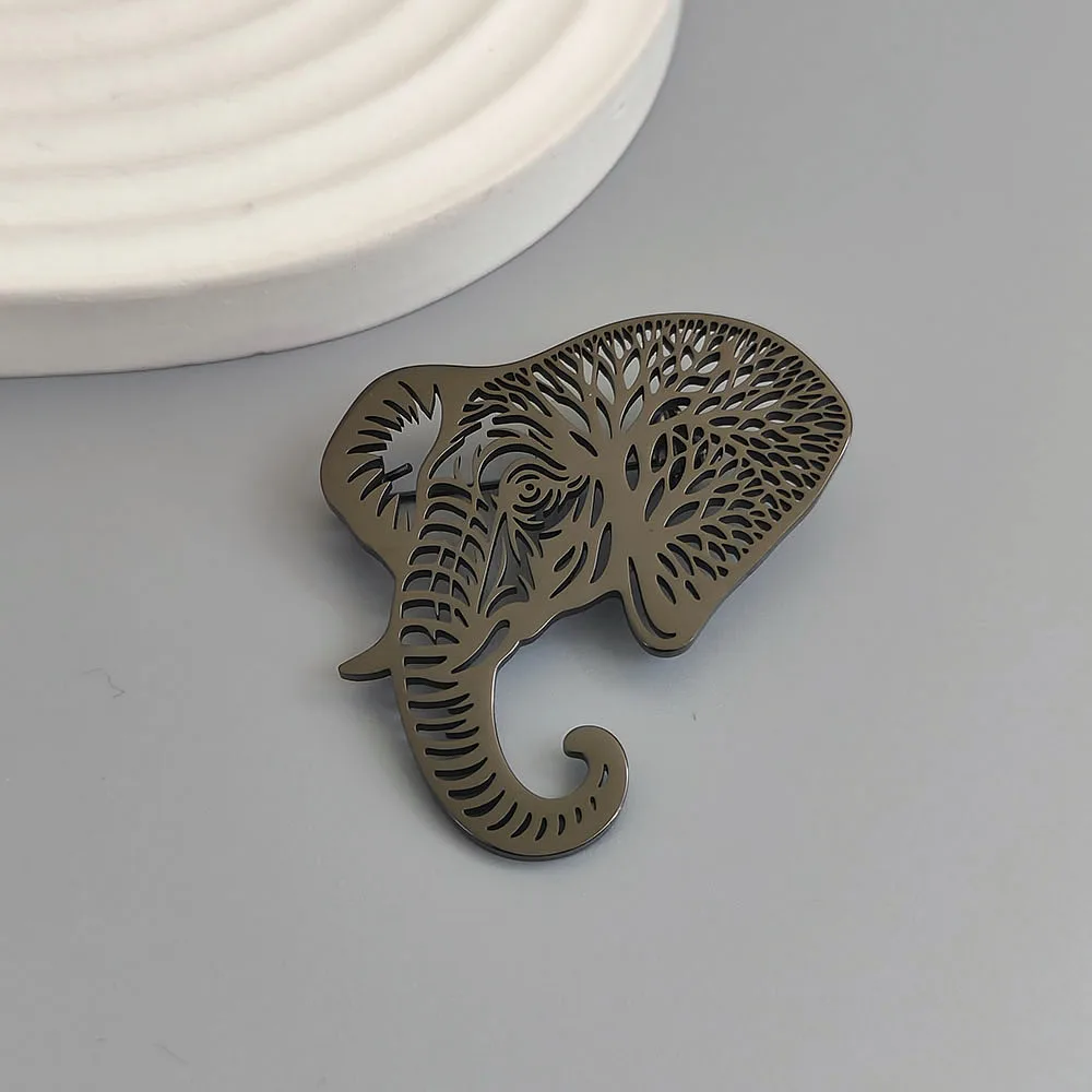 Original design branch elephant gold-plated stainless steel brooch, waterproof and non-fading brooch, suit accessories