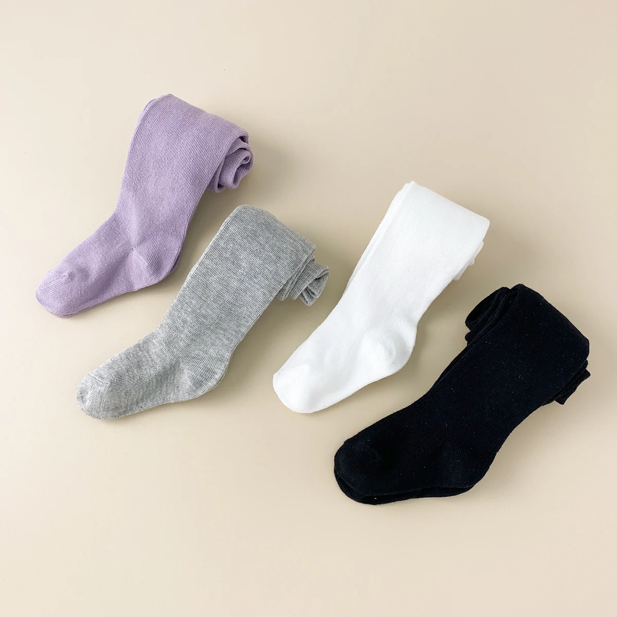 4 PCS Multi-Occasion Solid Baby Toddler Leggings Socks – Children Girl Kid Tights for School, Play & Performance