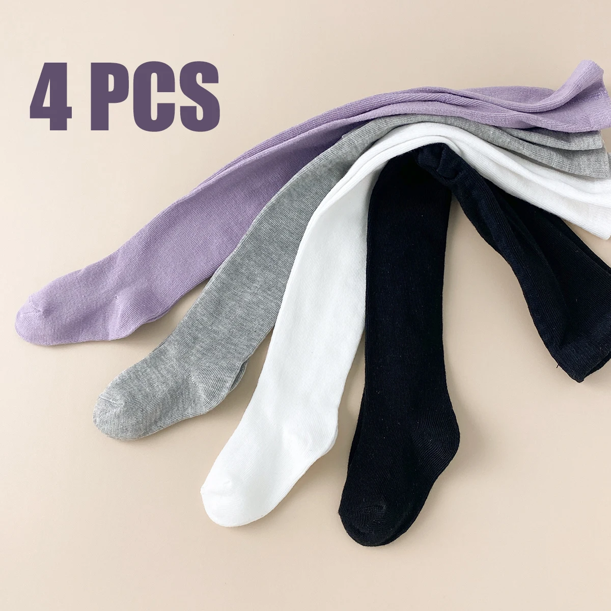 4 PCS Multi-Occasion Solid Baby Toddler Leggings Socks – Children Girl Kid Tights for School, Play & Performance
