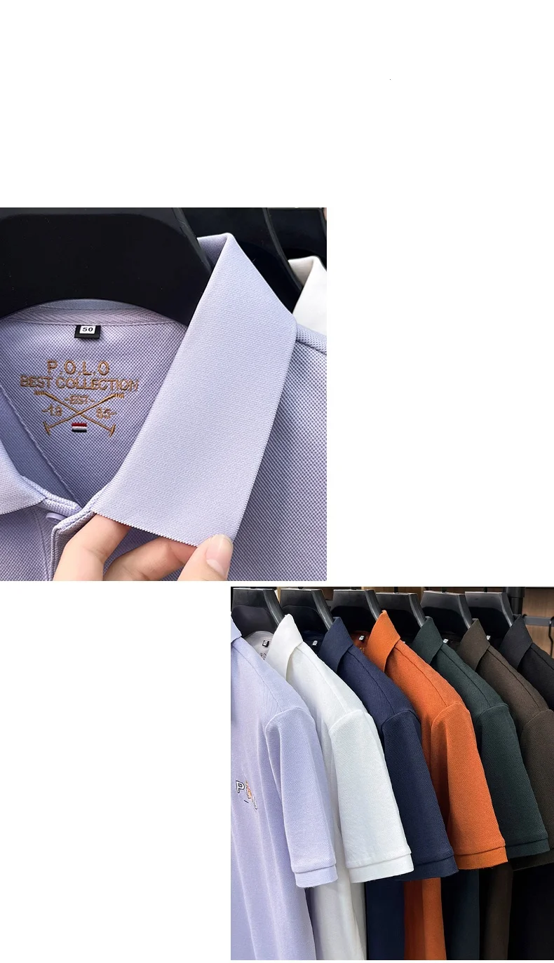 High end luxury brand silk cotton short sleeve polo shirt summer comfort men's T-shirt Paul Pony embroidered business casual top