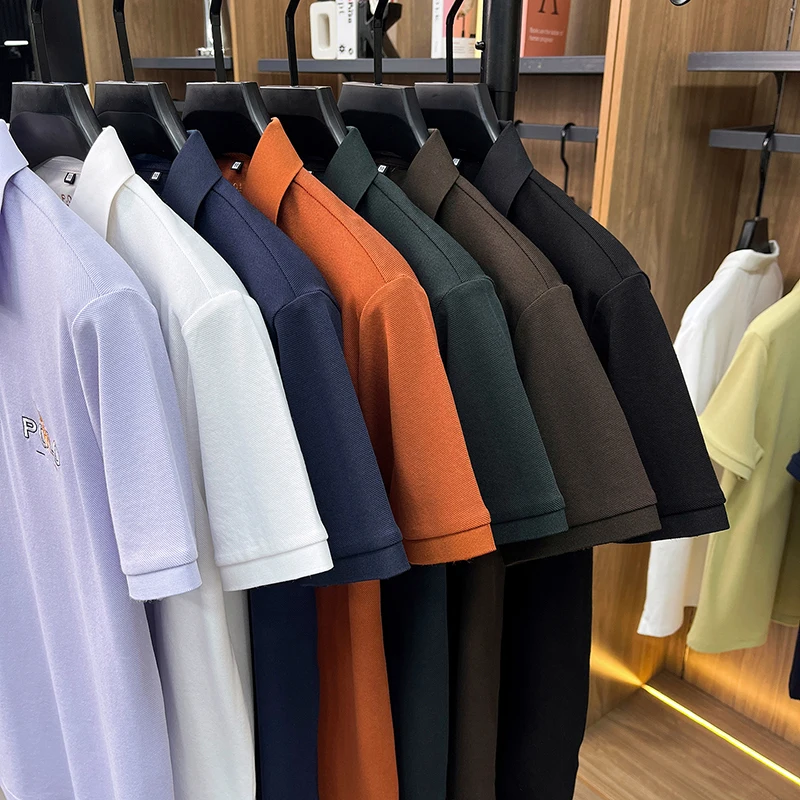 High end luxury brand silk cotton short sleeve polo shirt summer comfort men's T-shirt Paul Pony embroidered business casual top