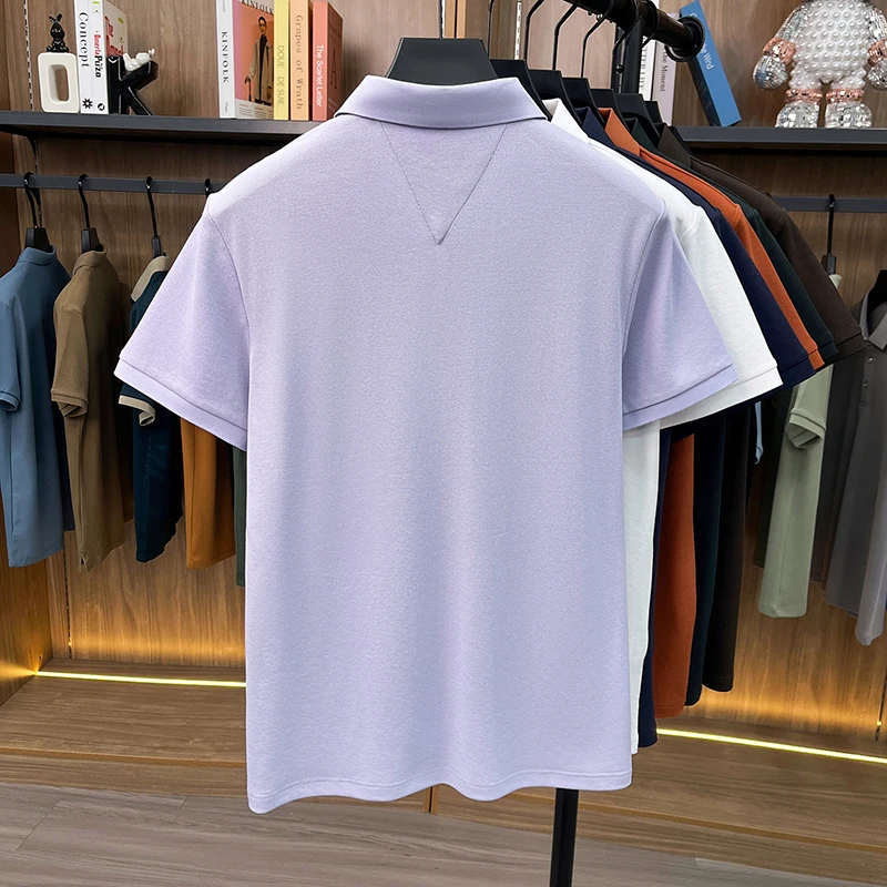 High end luxury brand silk cotton short sleeve polo shirt summer comfort men's T-shirt Paul Pony embroidered business casual top