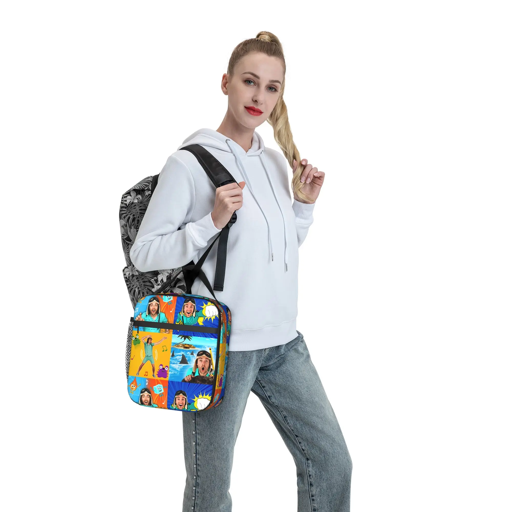 Danny Go Animated Programs Lunch Bag Cute Lunch Box Portable Zipper Thermal Lunch Bags For Men Waterproof Print Cooler Bag