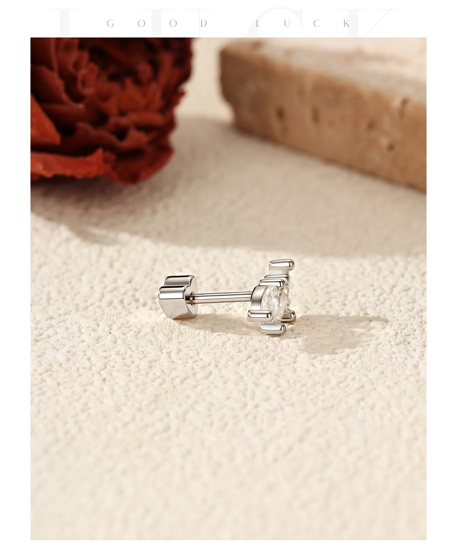 MODIAN 0.3CT Marquise Cut Moissanite Cartilage Ear 925 Sterling Sliver Earrings Heart Screw Stud Earrings For Women Fine Jewelry