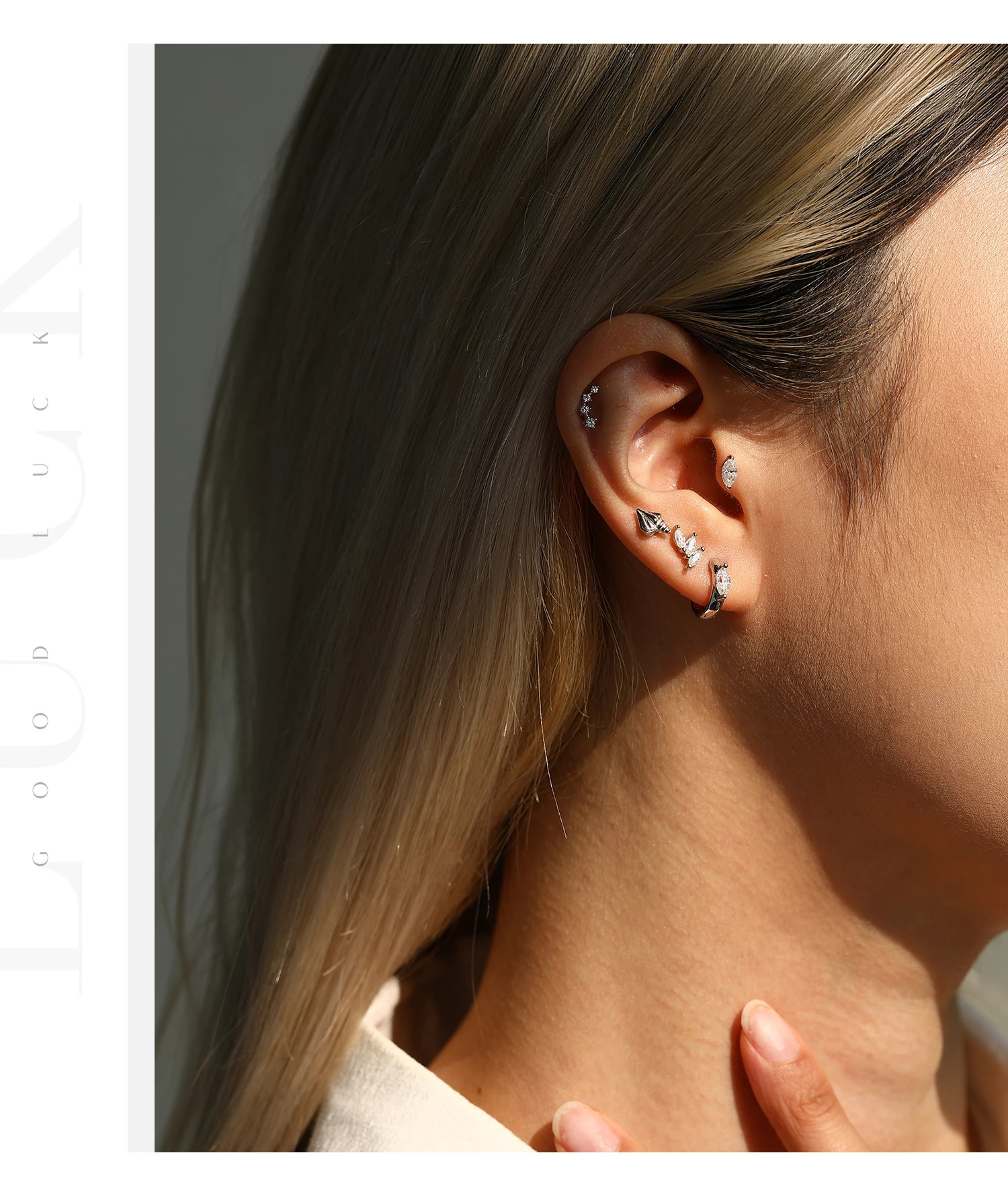 MODIAN 0.3CT Marquise Cut Moissanite Cartilage Ear 925 Sterling Sliver Earrings Heart Screw Stud Earrings For Women Fine Jewelry