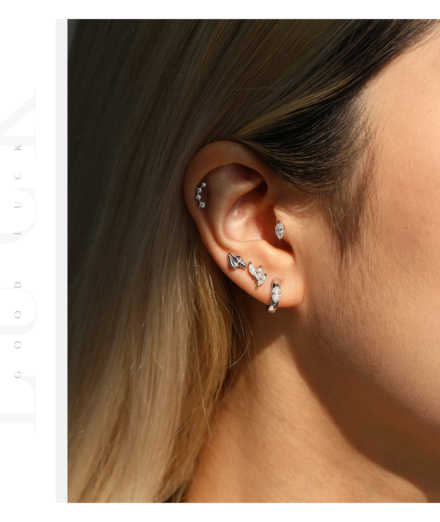 MODIAN 0.3CT Marquise Cut Moissanite Cartilage Ear 925 Sterling Sliver Earrings Heart Screw Stud Earrings For Women Fine Jewelry