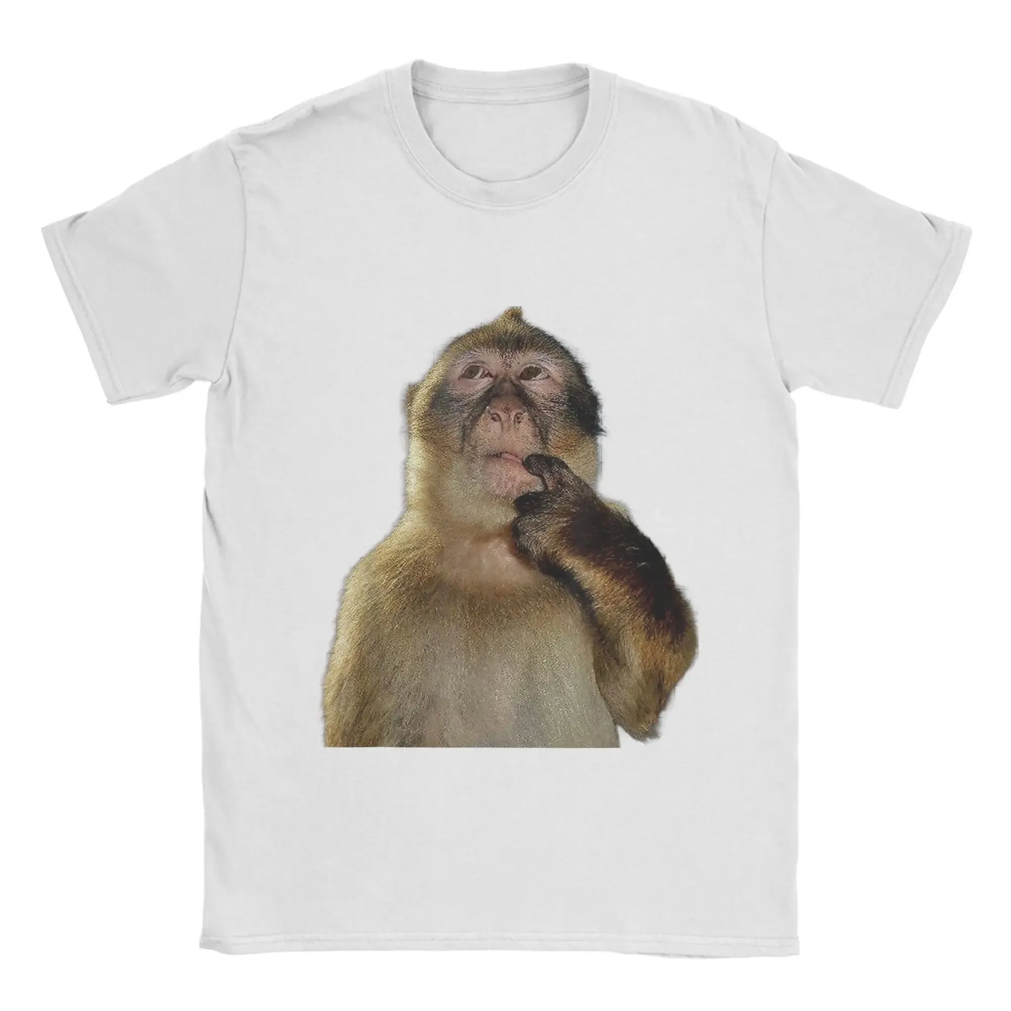 Thinking Monkey Meme Graphic T-Shirt, Unisex Casual Funny Animal Print Short Sleeve Women And Men T-shirts