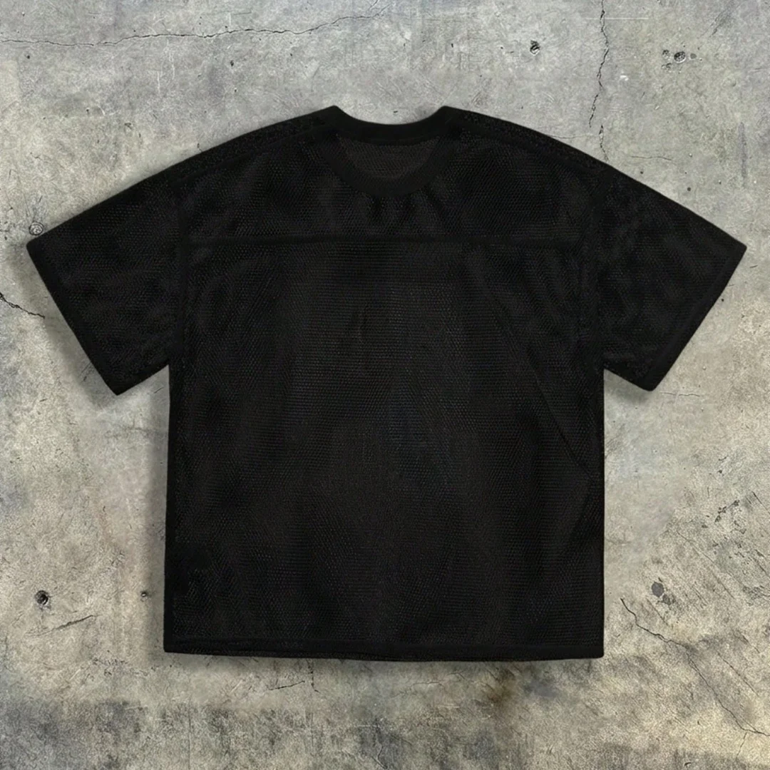 Men Mesh T Shirt Summer Casual Sport Short Sleeve Breathable 95 Print Loose Fit Streetwear for Daily Workout Outdoor Activities