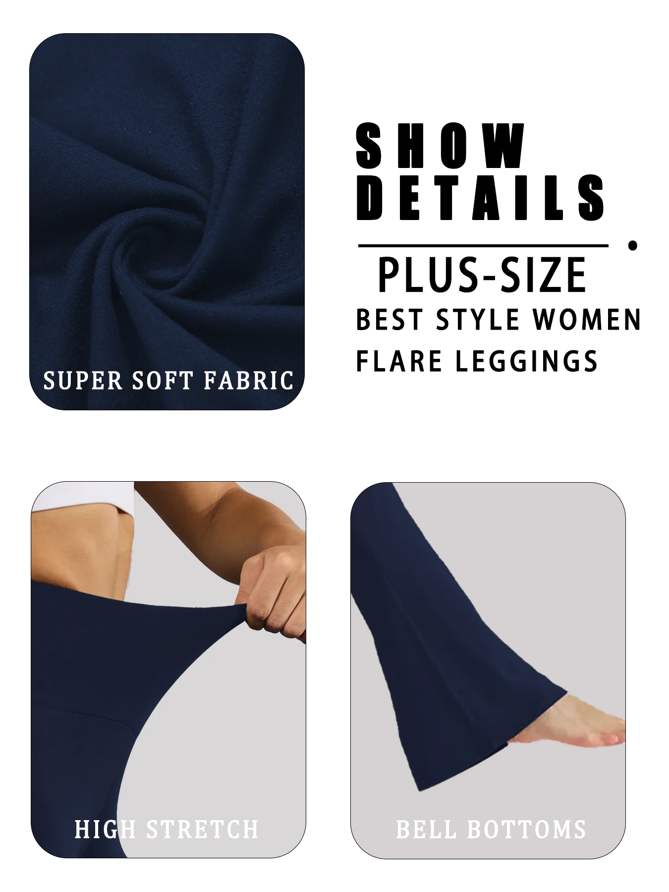 Plus Size Elegant Women's High-Waisted Flared Pants for Yoga Workout. Suitable for Women Leggings to Use for Leisure.