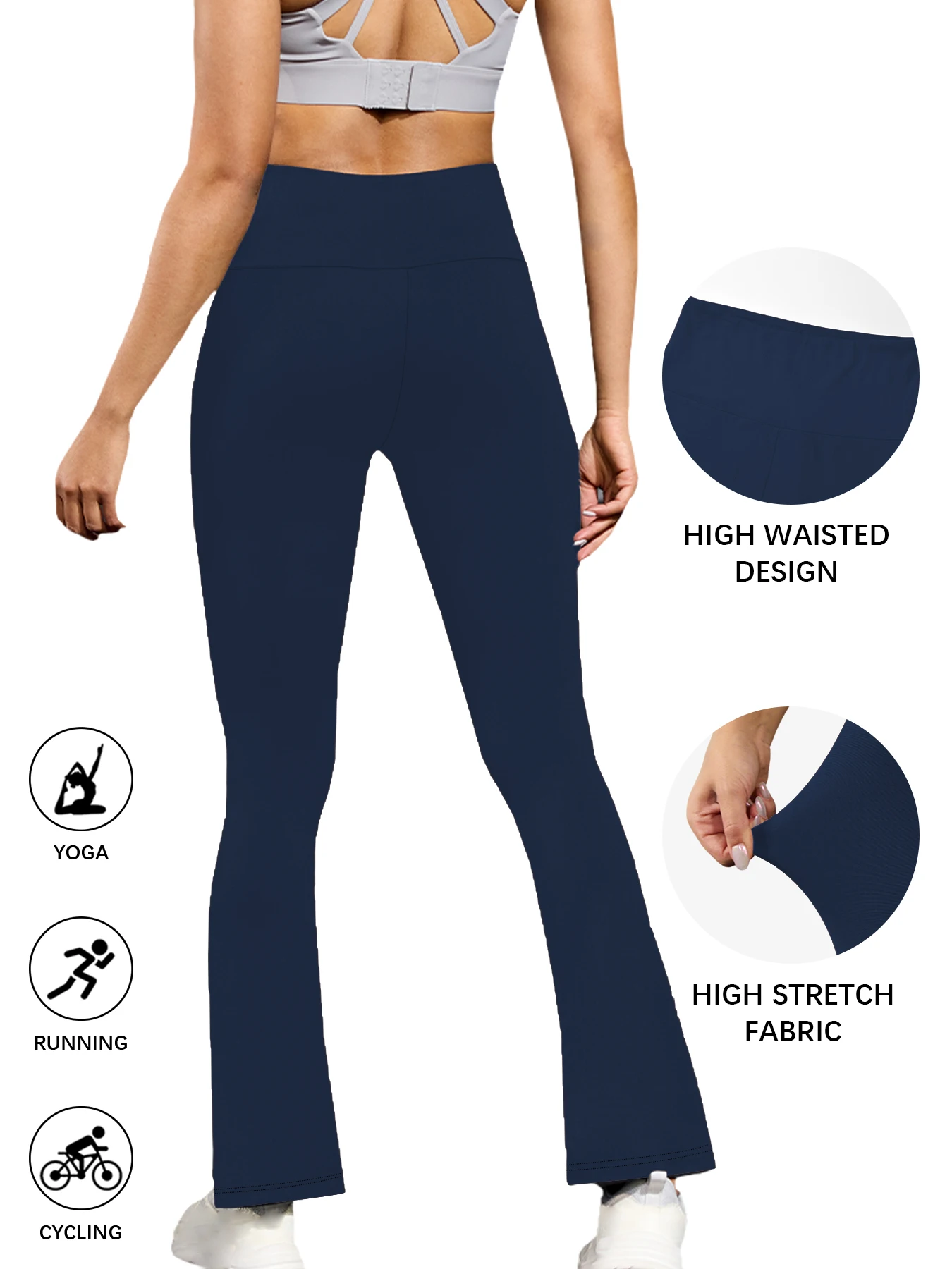Plus Size Elegant Women's High-Waisted Flared Pants for Yoga Workout. Suitable for Women Leggings to Use for Leisure.