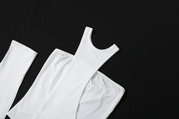 Kliou Sexy Fashion 2 Piece Set Woman Wrap Chest Backless Skinny Bodysuits+Irregular Hollow Halter Long Dress Street Style Suits