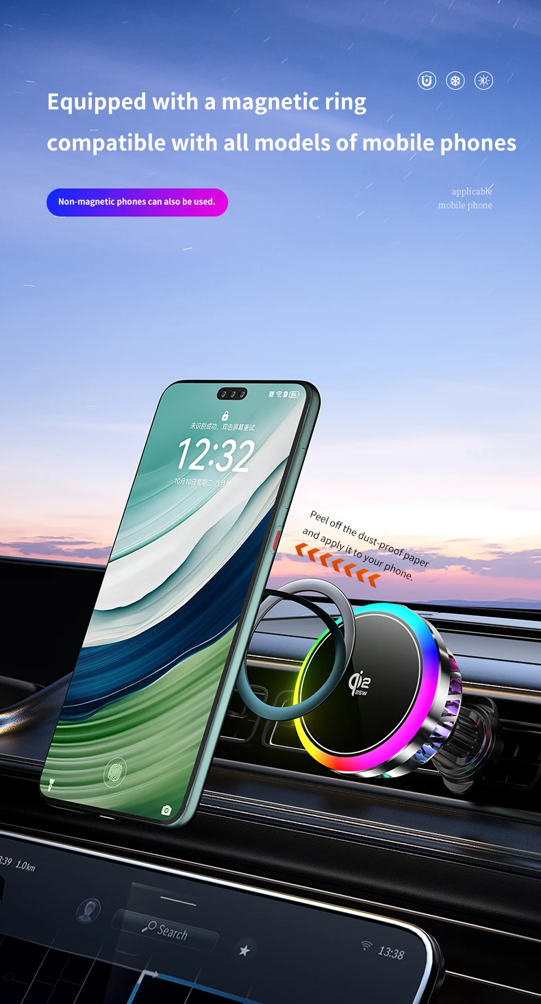 Car qi2.2 25W Magnetic Wireless Charger Air Cooling Fast Charging Station Air Vent Phone Holder Stand For iPhone 17~12 Pro Max