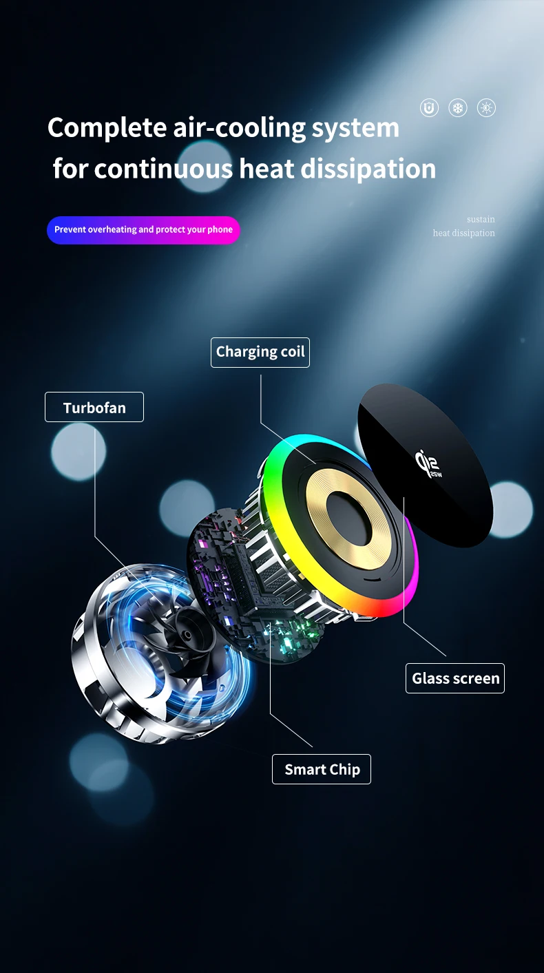 Car qi2.2 25W Magnetic Wireless Charger Air Cooling Fast Charging Station Air Vent Phone Holder Stand For iPhone 17~12 Pro Max