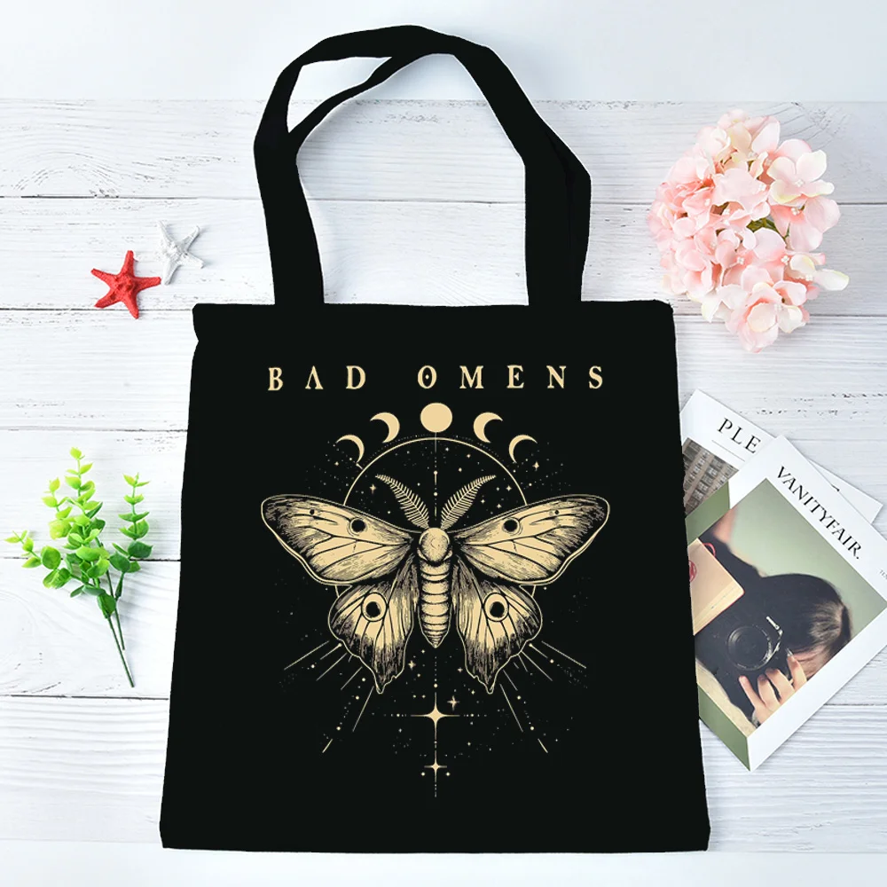 Bad Omens tote bag y2k shopping einkaufstasche grocery foldable femme