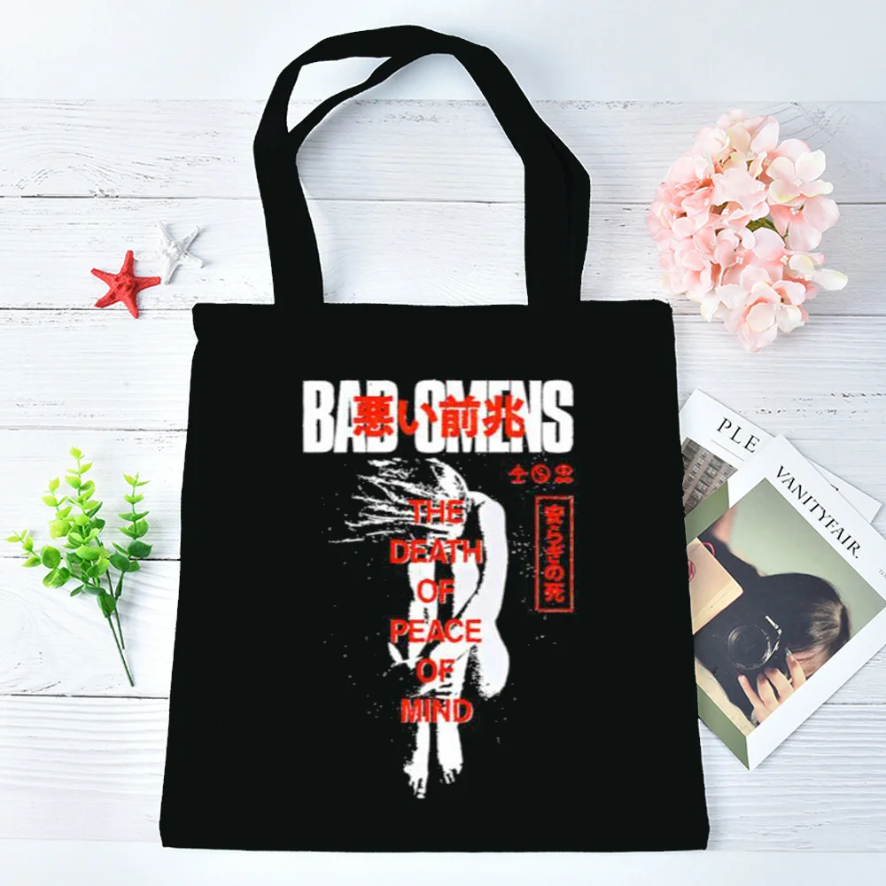 Bad Omens tote bag y2k shopping einkaufstasche grocery foldable femme