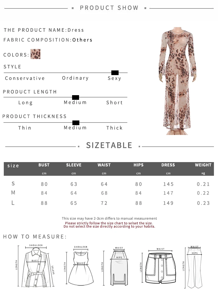 Kliou Sexy See Through Long Dress Woman Leopard Print o-Neck Full Sleeve Cross Bandage Backless High Street Wild Style Vestidos