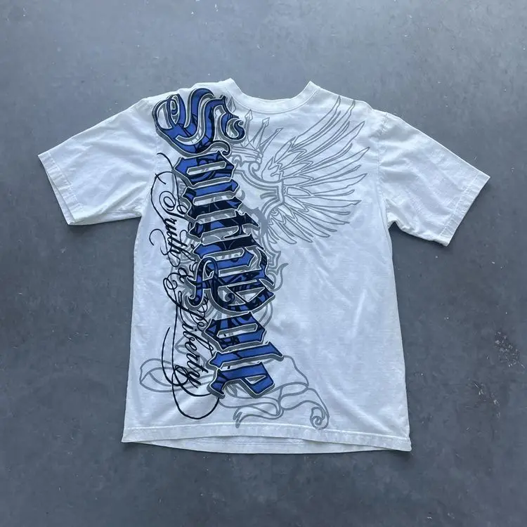 Hip Hop T-Shirt Streetwear Women Vintage Graphic American Style Fashion Baggy Pure Tops Leisure Couple Short Sleeves Clothing