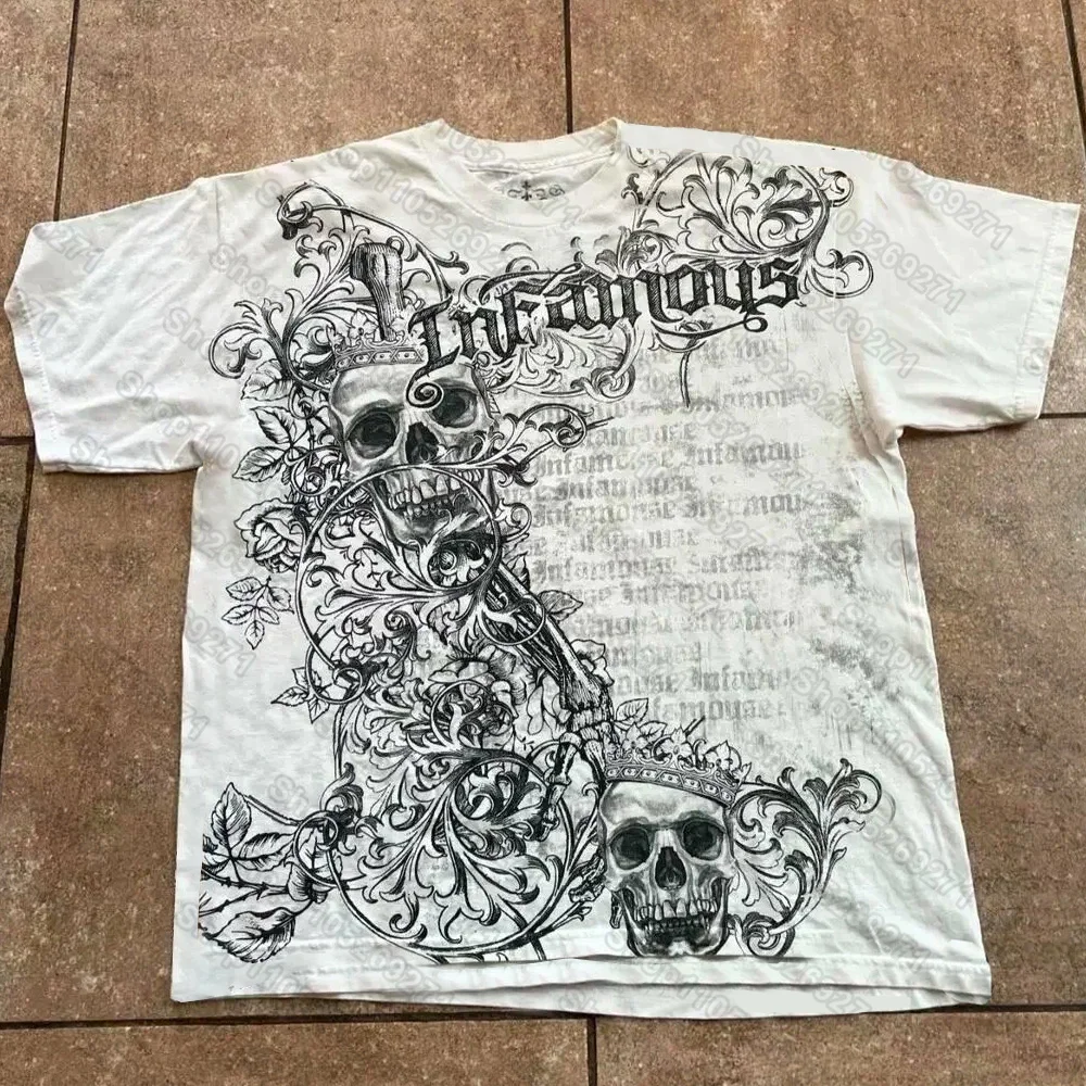 Hip Hop T-Shirt Streetwear Women Vintage Graphic American Style Fashion Baggy Pure Tops Leisure Couple Short Sleeves Clothing